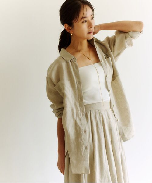 ROPE'/ロペ 【洗える】ヨーロピアンリネンベーシックシャツ/一部セットアップ対応 ベージュ(27) F ROPE'/ロペ 【洗える】ヨーロピアンリネンベーシックシャツ/一部セットアップ対応 ベージュ(27) F