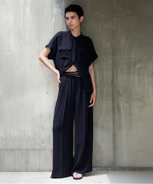 洗える・カセット服】バックサテン ドルマンブラウス/お仕事