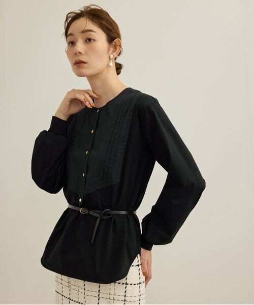 ROPE'/ロペ 【洗える】布帛コンビシャツカットソー ブラック(01) F ROPE'/ロペ 【洗える】布帛コンビシャツカットソー ブラック(01) F