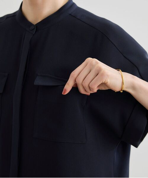 ブラウス シャツ 「洗える・カセット服」バックサテンフラップブラウス/お仕事・通勤・セットアップ対応「ドラマ着用」 レディース 洗える・カセット服】バックサテンフラップブラウス/お仕事