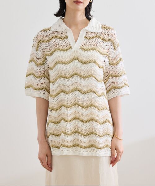 Pochi様 売約済です。 セール】 【COOHEM（コーヘン）】ZIGZAG SUKASHI KNIT PULLOVER