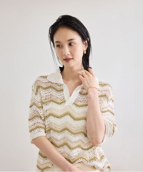 セール】 【COOHEM（コーヘン）】ZIGZAG SUKASHI KNIT PULLOVER