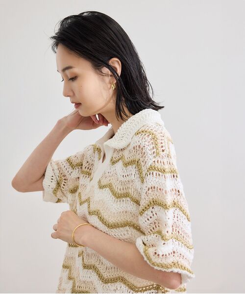 セール】 【COOHEM（コーヘン）】ZIGZAG SUKASHI KNIT PULLOVER