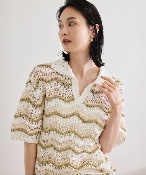 こぐま・中 セール】 【COOHEM(コーヘン)】ZIGZAG SUKASHI KNIT PULLOVER
