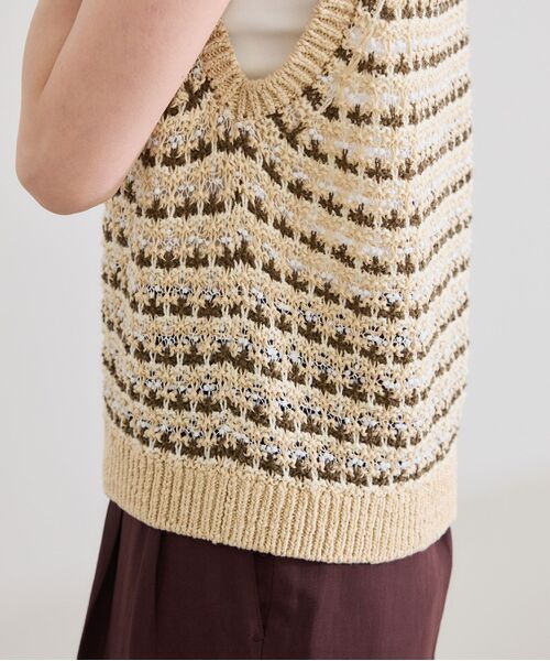 COOHEM（コーヘン）】SUKASHI BORDER KNIT VEST【WEB・一部店舗