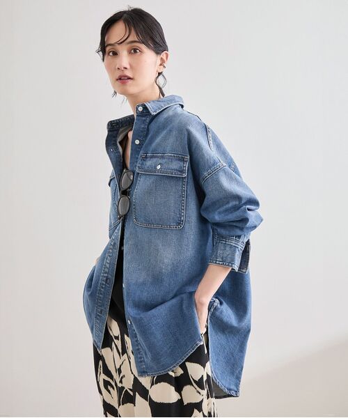 ブラウス シャツ Rope Denim Shirt/ロープデニムシャツ レディース ROPE' PICNIC ブラウス シャツ フリルカラーデニムシャツ