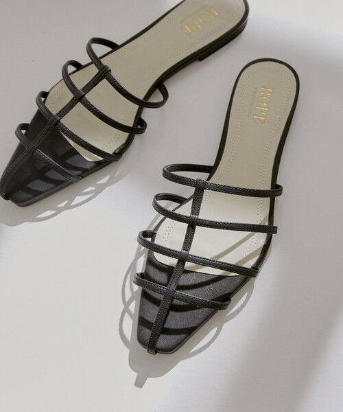 ROPE' / ロペ サンダル | ナローストラップフラットミュール(ブラック(01))