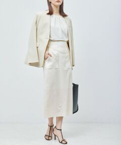 ROPE' / ロペ ミニ・ひざ丈スカート | リネンストレッチポケット付きタイトスカート