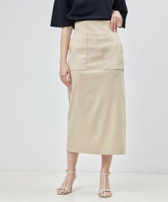 ROPE' / ロペ ミニ・ひざ丈スカート | リネンストレッチポケット付きタイトスカート