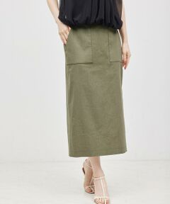 ROPE' / ロペ ミニ・ひざ丈スカート | リネンストレッチポケット付きタイトスカート