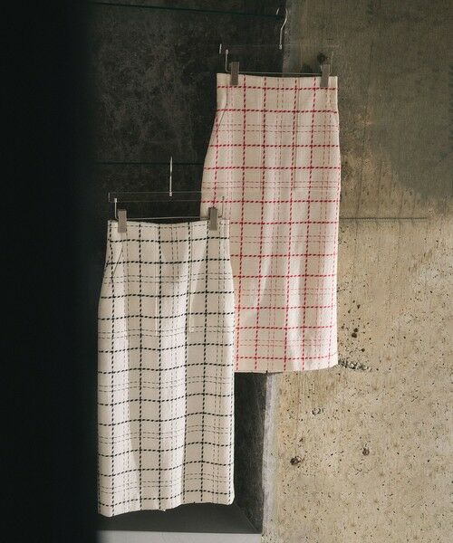 ROPE' / ロペ ミニ・ひざ丈スカート | 【洗える】ツイードチェック ポケット付きタイトスカート | 詳細1