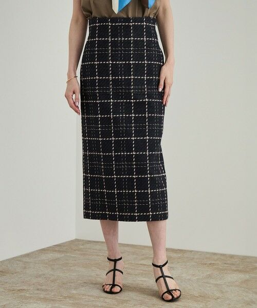 ROPE' / ロペ ミニ・ひざ丈スカート | 【洗える】ツイードチェック ポケット付きタイトスカート | 詳細12