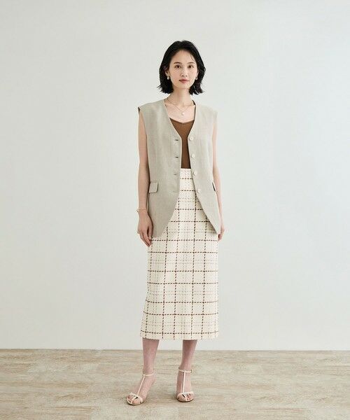 ROPE' / ロペ ミニ・ひざ丈スカート | 【洗える】ツイードチェック ポケット付きタイトスカート | 詳細3