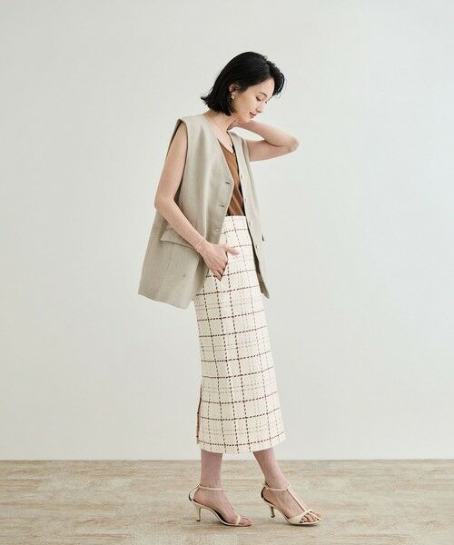 ROPE' / ロペ ミニ・ひざ丈スカート | 【洗える】ツイードチェック ポケット付きタイトスカート | 詳細4