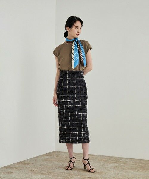 ROPE' / ロペ ミニ・ひざ丈スカート | 【洗える】ツイードチェック ポケット付きタイトスカート | 詳細7