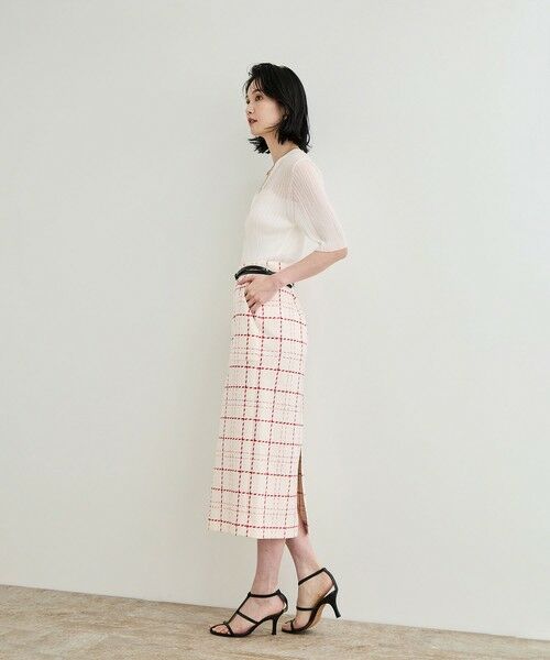 ROPE' / ロペ ミニ・ひざ丈スカート | 【洗える】ツイードチェック ポケット付きタイトスカート | 詳細8