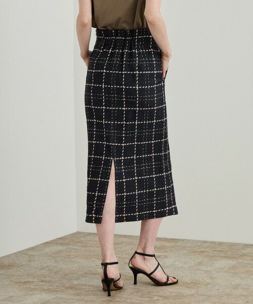 ROPE' / ロペ ミニ・ひざ丈スカート | 【洗える】ツイードチェック ポケット付きタイトスカート(スミクロ(05))