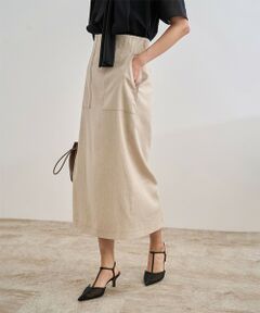 ROPE' / ロペ ロング・マキシ丈スカート | 【洗える】サテンリネン ポケット付きタイトスカート【34サイズ/J'aDoRe・店舗限定】/25SS