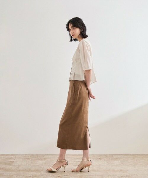 ROPE' / ロペ ロング・マキシ丈スカート | 【洗える】サテンリネン ポケット付きタイトスカート【34サイズ/J'aDoRe・店舗限定】/25SS | 詳細9