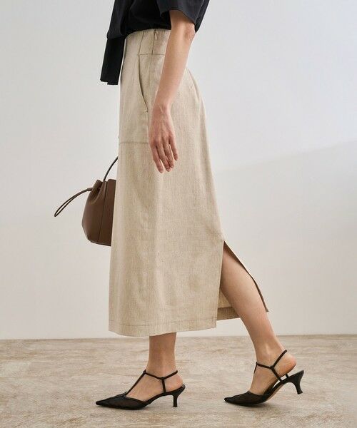 ROPE' / ロペ ロング・マキシ丈スカート | 【洗える】サテンリネン ポケット付きタイトスカート【34サイズ/J'aDoRe・店舗限定】/25SS | 詳細12
