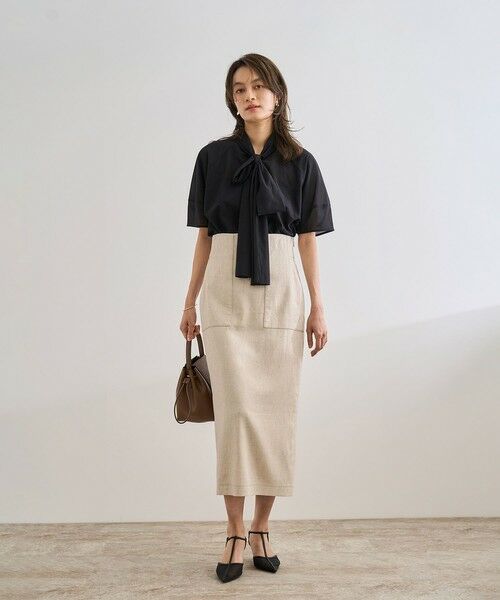 ROPE' / ロペ ロング・マキシ丈スカート | 【洗える】サテンリネン ポケット付きタイトスカート【34サイズ/J'aDoRe・店舗限定】/25SS | 詳細13