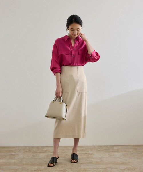 ROPE' / ロペ ロング・マキシ丈スカート | 【洗える】サテンリネン ポケット付きタイトスカート【34サイズ/J'aDoRe・店舗限定】/25SS | 詳細15