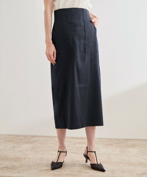 ROPE' / ロペ ロング・マキシ丈スカート | 【洗える】サテンリネン ポケット付きタイトスカート【34サイズ/J'aDoRe・店舗限定】/25SS | 詳細4
