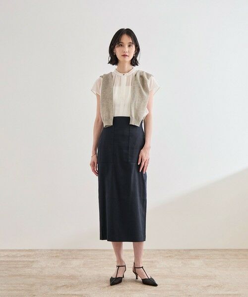 ROPE' / ロペ ロング・マキシ丈スカート | 【洗える】サテンリネン ポケット付きタイトスカート【34サイズ/J'aDoRe・店舗限定】/25SS | 詳細5