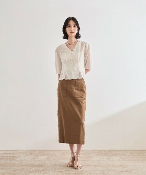 ROPE' / ロペ ロング・マキシ丈スカート | 【洗える】サテンリネン ポケット付きタイトスカート【34サイズ/J'aDoRe・店舗限定】/25SS | 詳細8