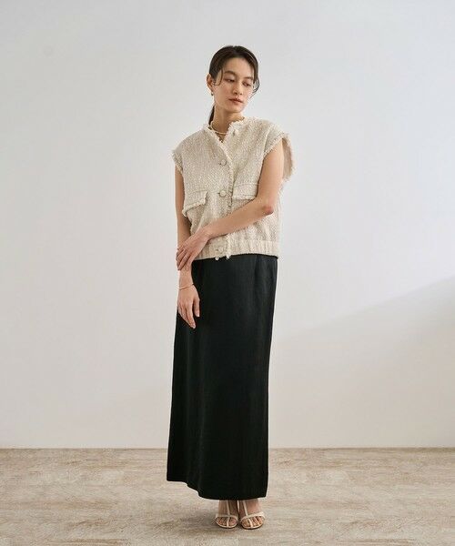 ROPE' / ロペ ミニ・ひざ丈スカート | アセテートリネンバッククロススカート/洗える | 詳細2