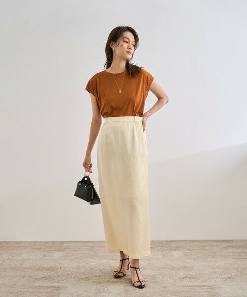ROPE' / ロペ ミニ・ひざ丈スカート | アセテートリネンバッククロススカート/洗える | 詳細9