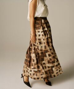 ROPE' / ロペ ロング・マキシ丈スカート | スクエア ジオメトリックプリントスカート/イージーケア