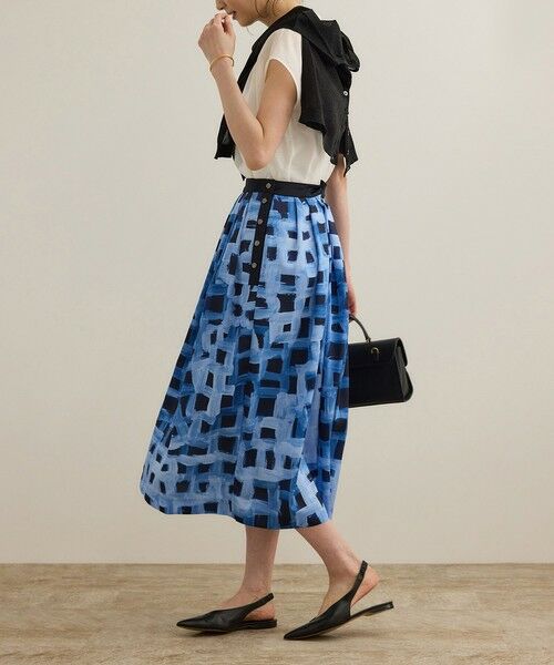 ROPE' / ロペ ロング・マキシ丈スカート | スクエア ジオメトリックプリントスカート/イージーケア | 詳細10
