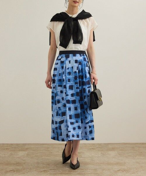ROPE' / ロペ ロング・マキシ丈スカート | スクエア ジオメトリックプリントスカート/イージーケア | 詳細11