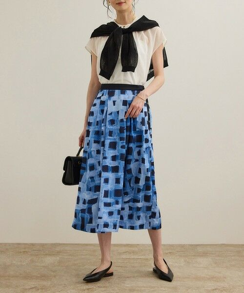 ROPE' / ロペ ロング・マキシ丈スカート | スクエア ジオメトリックプリントスカート/イージーケア | 詳細12