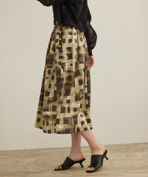 ROPE' / ロペ ロング・マキシ丈スカート | スクエア ジオメトリックプリントスカート/イージーケア | 詳細13