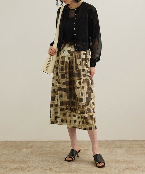ROPE' / ロペ ロング・マキシ丈スカート | スクエア ジオメトリックプリントスカート/イージーケア | 詳細15