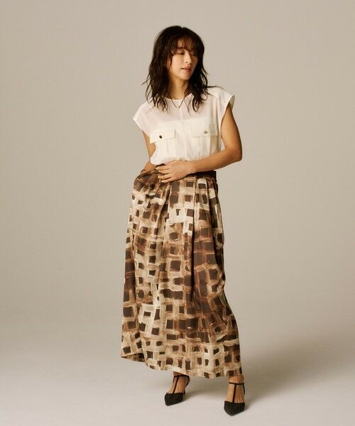 ROPE' / ロペ ロング・マキシ丈スカート | スクエア ジオメトリックプリントスカート/イージーケア | 詳細3
