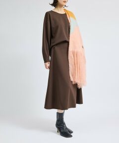 ROPE' / ロペ ミニ・ひざ丈スカート | 梨地フレアスカート/セットアップ対応【Sサイズフェア対象】