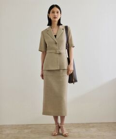 ROPE' / ロペ ミニ・ひざ丈スカート | リネンライク ポケット付きタイトスカート/イージーケア