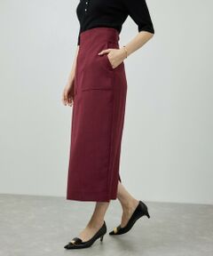 ROPE' / ロペ ミニ・ひざ丈スカート | リネンライク ポケット付きタイトスカート/イージーケア