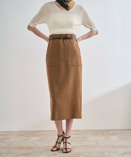 ROPE' / ロペ ミニ・ひざ丈スカート | リネンライク ポケット付きタイトスカート/イージーケア | 詳細10
