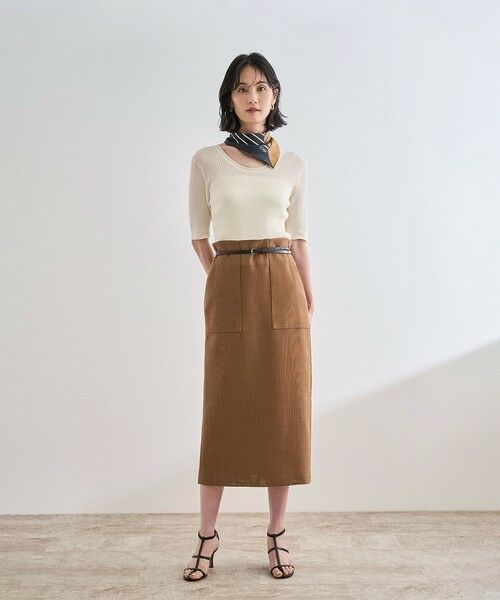 ROPE' / ロペ ミニ・ひざ丈スカート | リネンライク ポケット付きタイトスカート/イージーケア | 詳細12