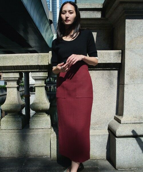 ROPE' / ロペ ミニ・ひざ丈スカート | リネンライク ポケット付きタイトスカート/イージーケア | 詳細2