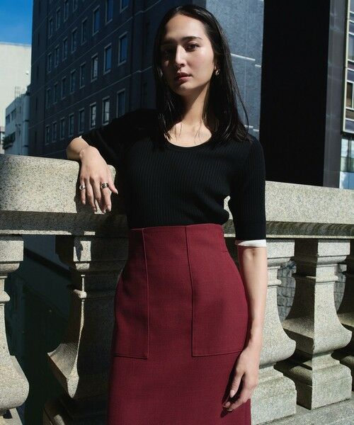 ROPE' / ロペ ミニ・ひざ丈スカート | リネンライク ポケット付きタイトスカート/イージーケア | 詳細3