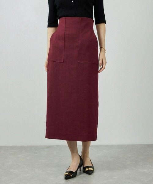 ROPE' / ロペ ミニ・ひざ丈スカート | リネンライク ポケット付きタイトスカート/イージーケア | 詳細4