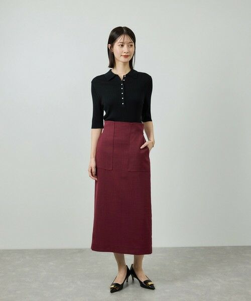 ROPE' / ロペ ミニ・ひざ丈スカート | リネンライク ポケット付きタイトスカート/イージーケア | 詳細7
