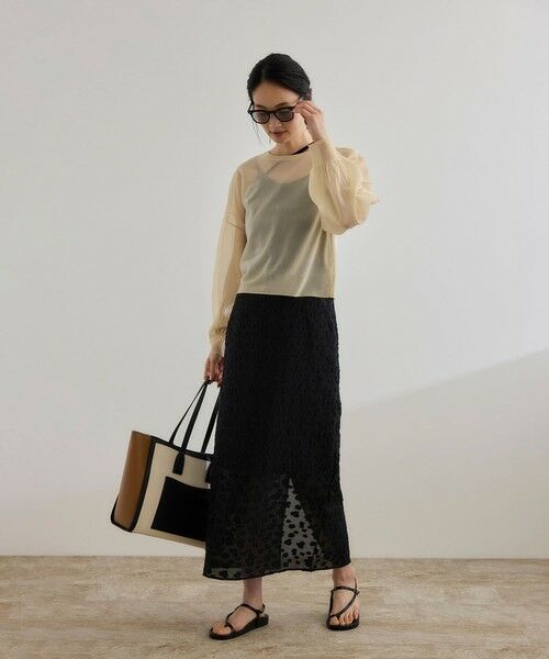 ROPE' / ロペ ミニ・ひざ丈スカート | 【洗える】【WEB・一部店舗限定】フラワージャガードスカート/セットアップ対応 | 詳細2