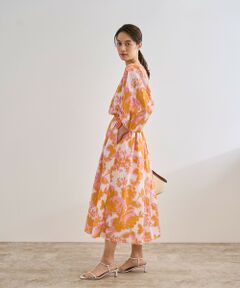 ROPE' / ロペ ロング・マキシ丈ワンピース | 【DEVEAUX（デヴォー）】別注ボカシフラワーウエストギャザーワンピース/洗える