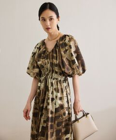 ROPE' / ロペ ロング・マキシ丈ワンピース | スクエア ジオメトリックプリントワンピース/洗える